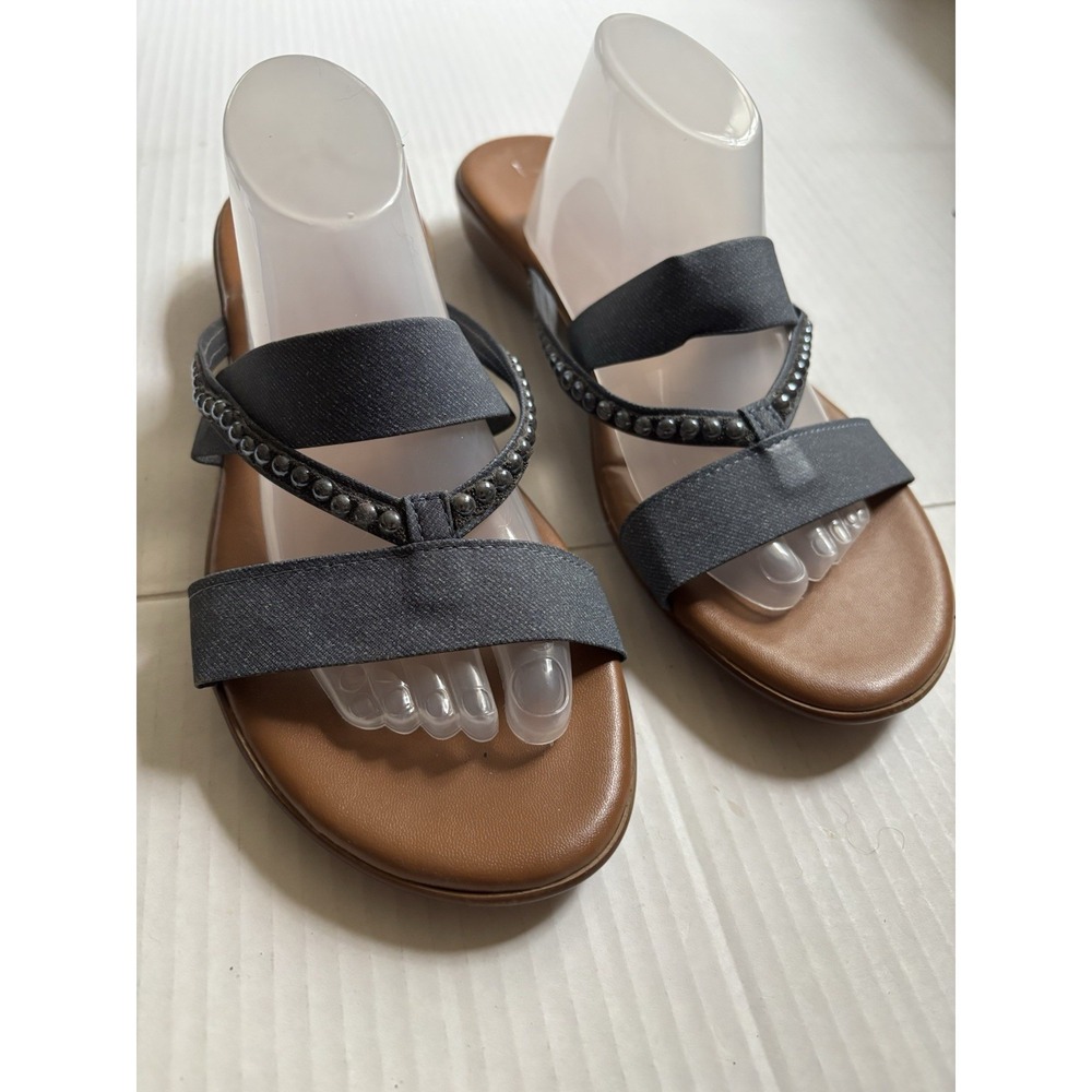 Italiana by Italian Shoemakers Sandals Women 10M Slide Blue Denim Slip On Casual